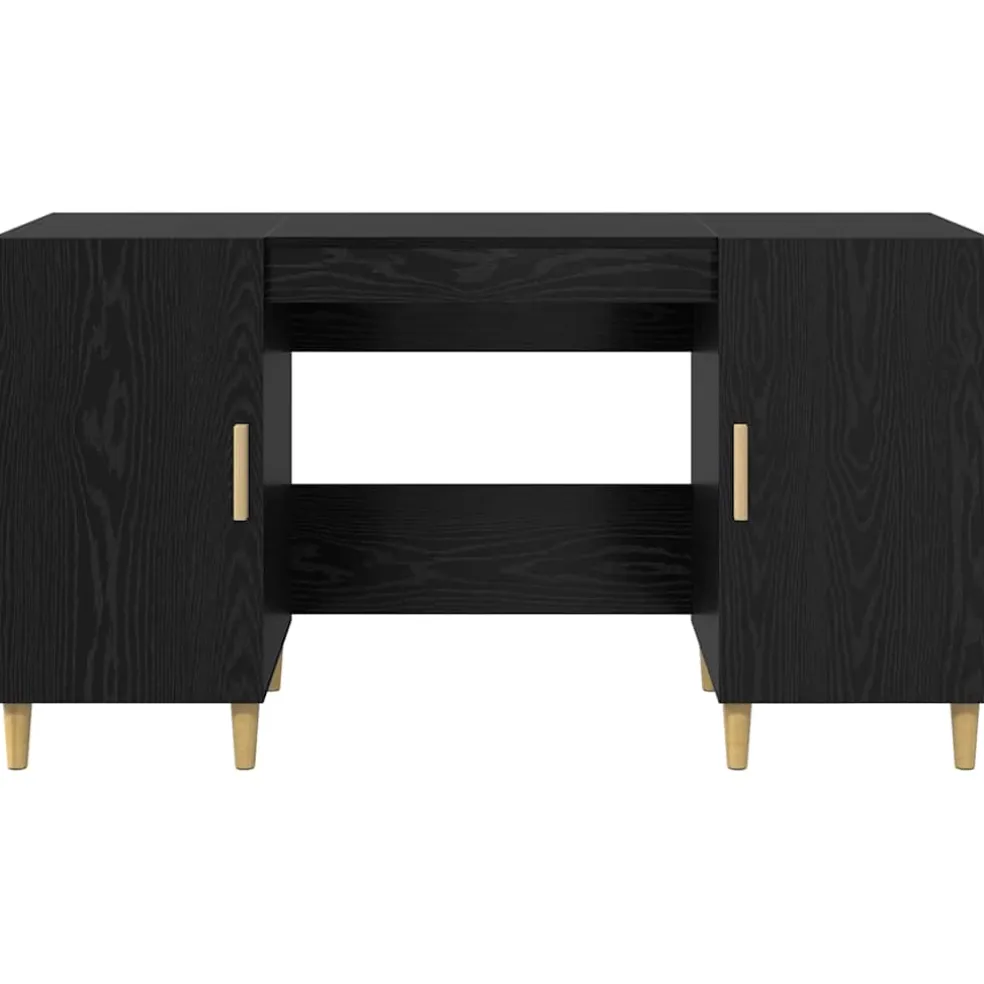 vidaXL Bureau Zwart Eiken Bewerkt hout 140 x 50 x 75 cm