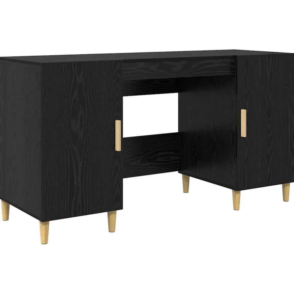 vidaXL Bureau Zwart Eiken Bewerkt hout 140 x 50 x 75 cm