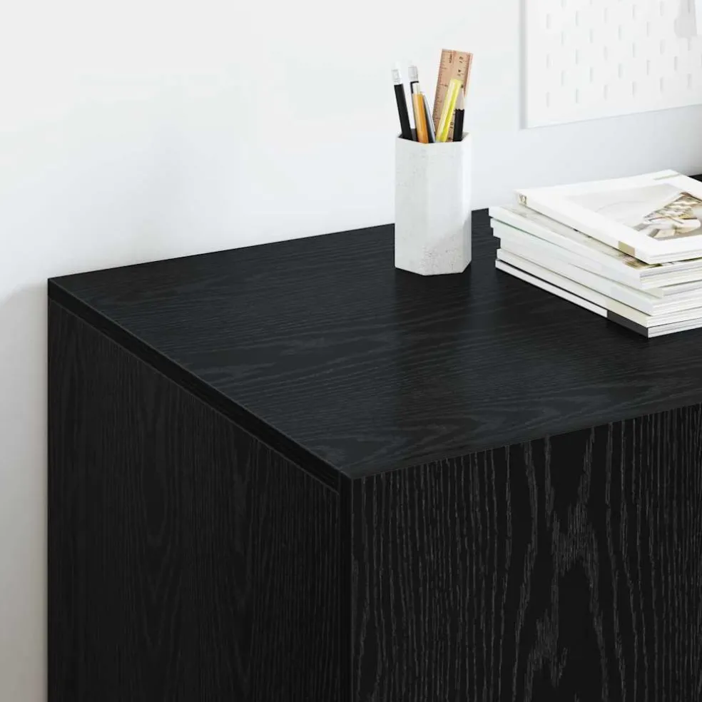 vidaXL Bureau Zwart Eiken Bewerkt hout 140 x 50 x 75 cm
