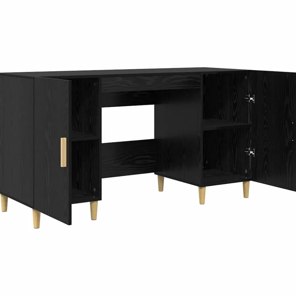 vidaXL Bureau Zwart Eiken Bewerkt hout 140 x 50 x 75 cm