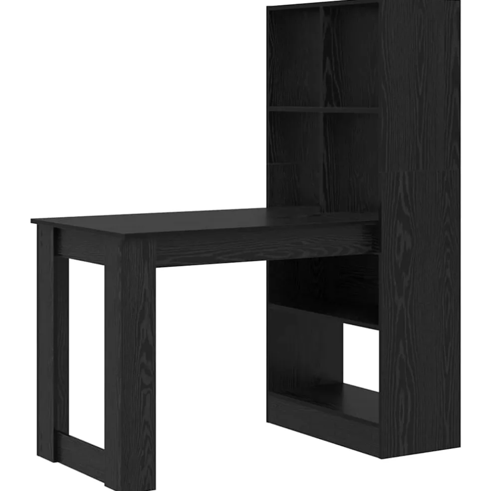 vidaXL Bureau Zwart Eiken Bewerkt hout 122 x 67 x 145 cm