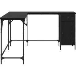 vidaXL Bureau Zwart Eiken Bewerkt hout 141 x 141 x 75 cm