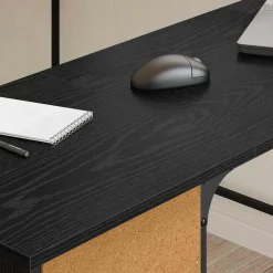 vidaXL Bureau Zwart Eiken Bewerkt hout 141 x 141 x 75 cm