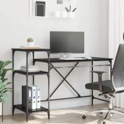 vidaXL Bureau Zwart Eiken Bewerkt hout 135 x 50 x 90 cm