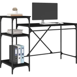 vidaXL Bureau Zwart Eiken Bewerkt hout 135 x 50 x 90 cm