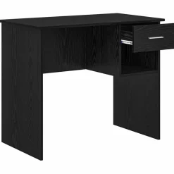 vidaXL Bureau Zwart Eiken 90 x 49 x 75 cm Bewerkt hout