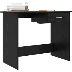 vidaXL Bureau Zwart Eiken 100 x 50 x 76 cm Bewerkt hout