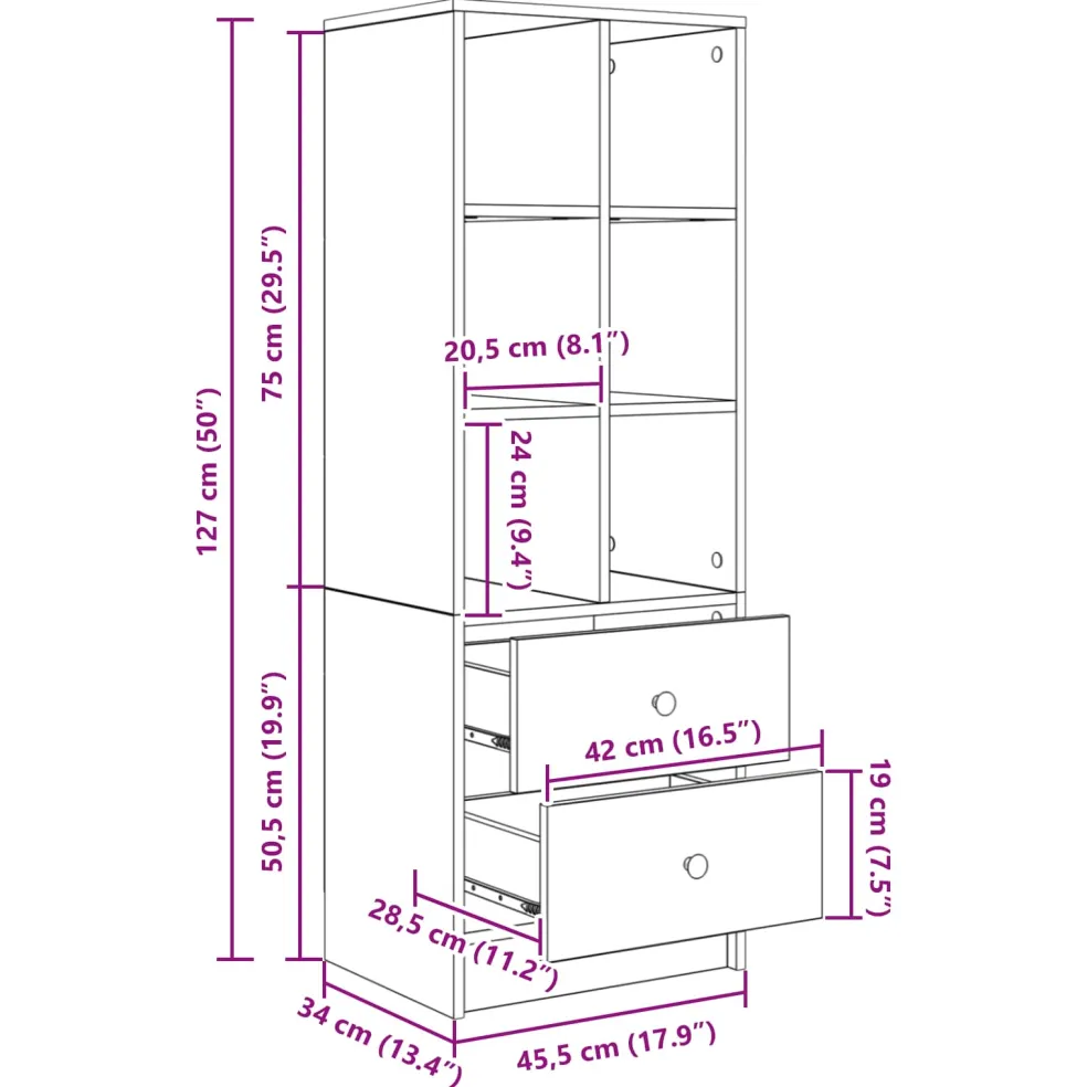vidaXL Bureau Zwart Eiken 145.5 x 50 x 127 cm 2 st