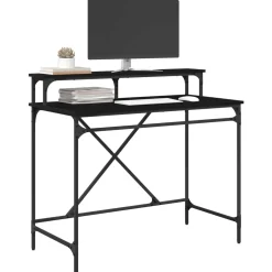 vidaXL Bureau Zwart Eiken 100 x 50 x 90 cm Bewerkt hout