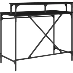 vidaXL Bureau Zwart Eiken 100 x 50 x 90 cm Bewerkt hout