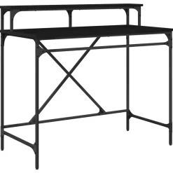 vidaXL Bureau Zwart Eiken 100 x 50 x 90 cm Bewerkt hout