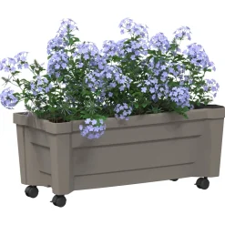 vidaXL Calypso plantenbak met wielen PP Grijs
