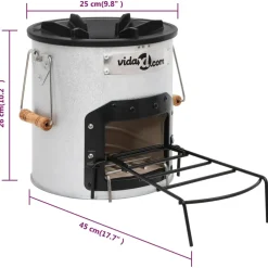 vidaXL Camping houtkachel 45x25x26 cm staal zilverkleurig