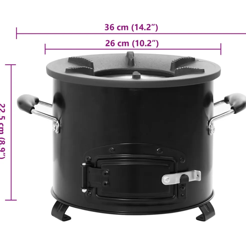 vidaXL Camping houtkachel 36x26x22,5 cm metaal zwart