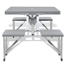 vidaXL Campingset inklapbaar lichtgewicht 120x60 cm aluminium grijs