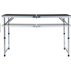 vidaXL Campingtafel inklapbaar 120x60 cm aluminium grijs