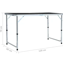vidaXL Campingtafel inklapbaar 120x60 cm aluminium grijs