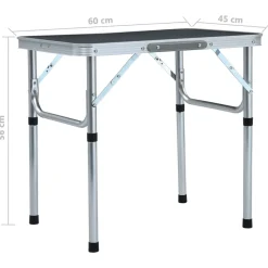 vidaXL Campingtafel inklapbaar 60x45 cm aluminium grijs