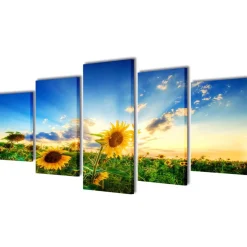 vidaXL Canvas muurdruk print zonnebloem 200 x 100 cm
