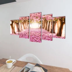vidaXL Canvas muurdruk print set kersenbloesem 200 x 100 cm