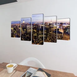 vidaXL Canvas muurdruk set Horizon New York skyline 200 x 100 cm