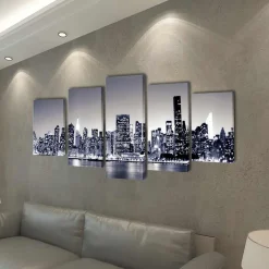 vidaXL Canvas muurdruk set monochroom New York skyline 100 x 50 cm