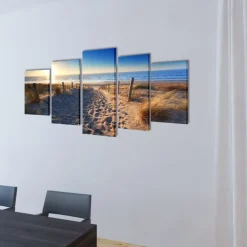 vidaXL Canvas muurdruk set zandstrand 100 x 50 cm