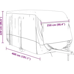 vidaXL Caravanhoes 460x250x220 cm vliesvlies grijs