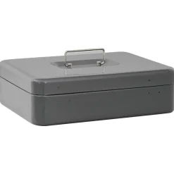 vidaXL Cash Box met slot Donkergrijs 30 x 24 x 9 cm Staal