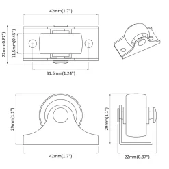vidaXL Caster 2 st Wit 42 x 11,5 x 29 mm IJzer