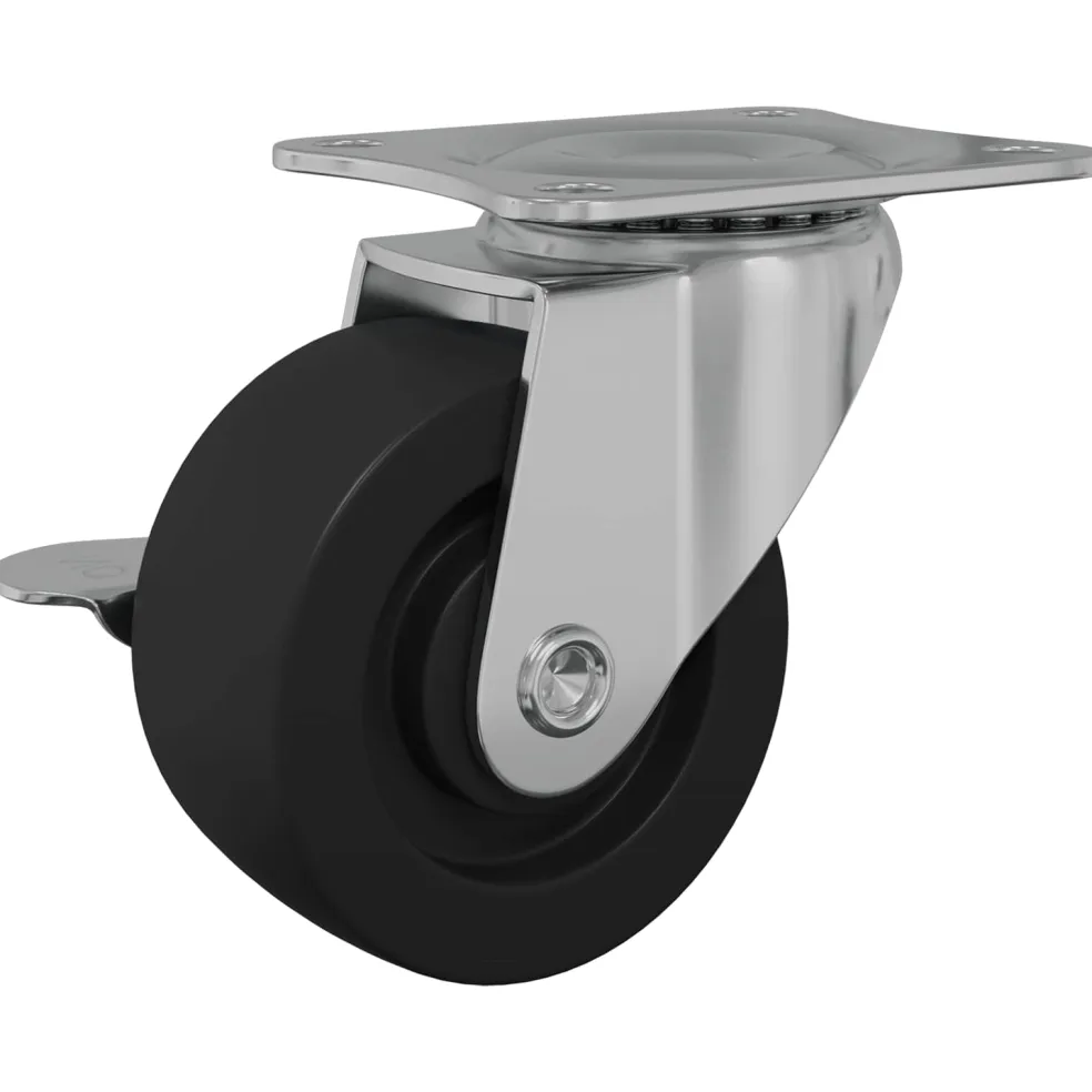 vidaXL Caster 2 st Zwart en zilver 50,7 x 50,7 x 24,4 mm IJs en nylon