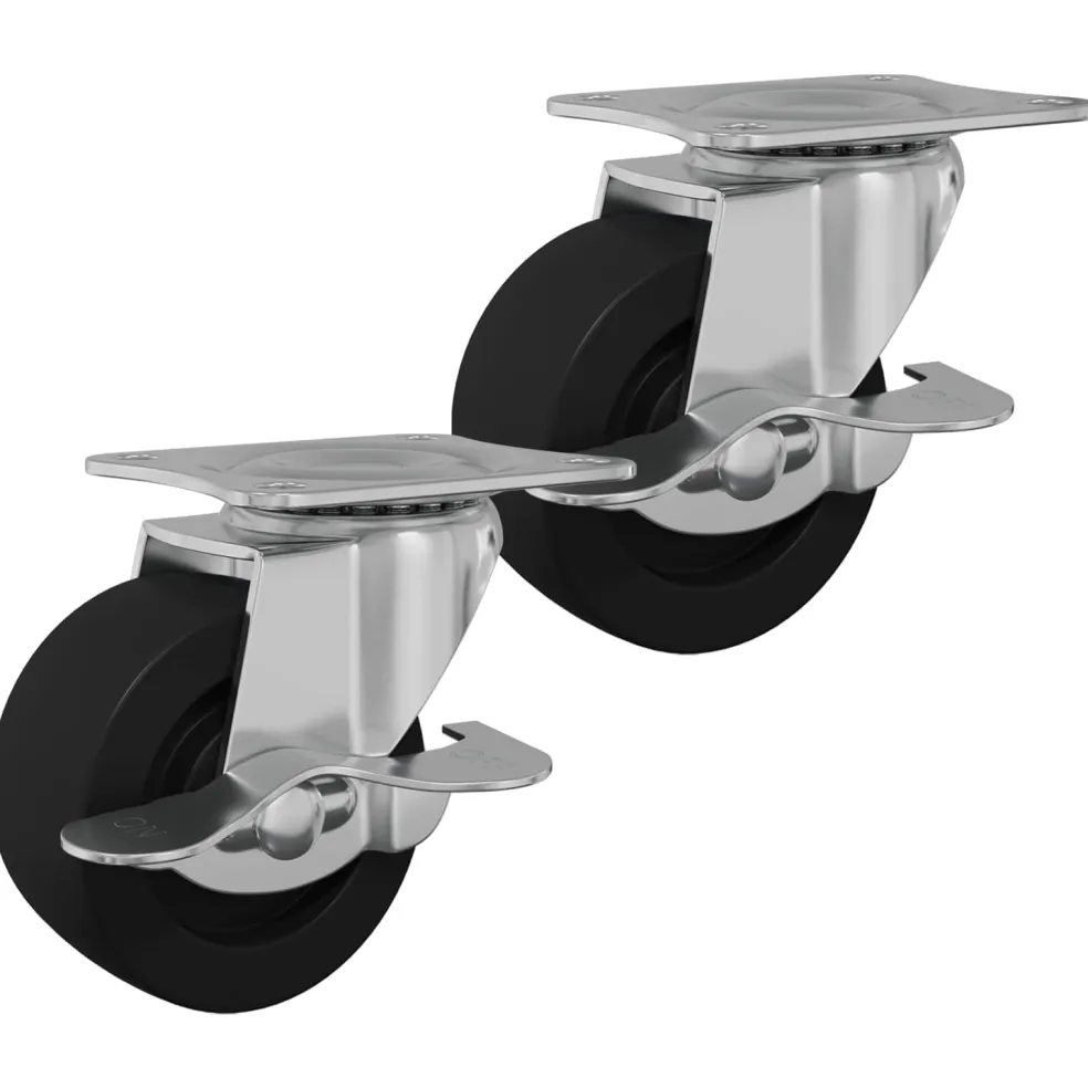 vidaXL Caster 2 st Zwart en zilver 50,7 x 50,7 x 24,4 mm IJs en nylon