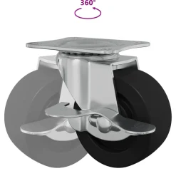 vidaXL Caster 2 st Zwart en zilver 50,7 x 50,7 x 24,4 mm IJs en nylon