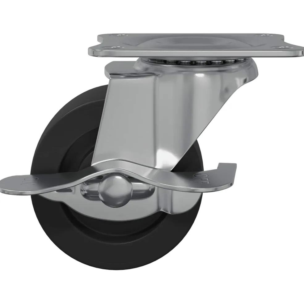 vidaXL Caster 2 st Zwart en zilver 50,7 x 50,7 x 24,4 mm IJs en nylon