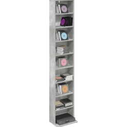 vidaXL CD Kast Betongrijs 33 x 23,5 x 175 cm Bewerkt hout