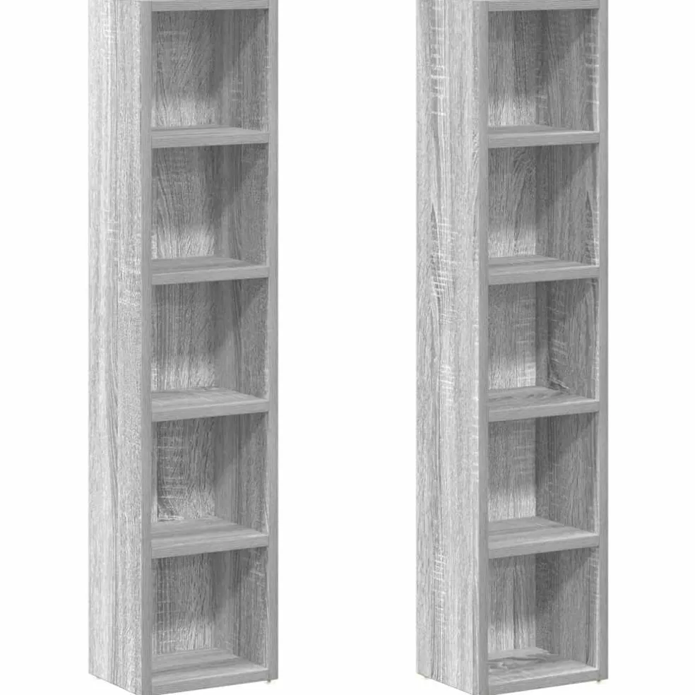 vidaXL CD-kasten 2st 21x16x93,5cm bewerkt hout grijs sonoma eikenkleur