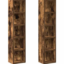vidaXL CD-kasten 2 st 21x16x93,5 cm bewerkt hout gerookt eikenkleurig