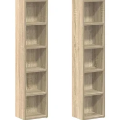 vidaXL Cd-kasten 2 st 21x16x93,5 spaanplaat sonoma eikenkleurig
