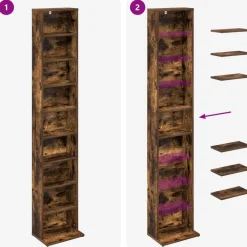 vidaXL CD Kast Gerookt eiken 33 x 23,5 x 175 cm Bewerkt hout