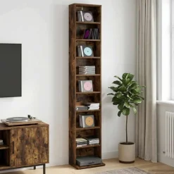 vidaXL CD Kast Gerookt eiken 33 x 23,5 x 175 cm Bewerkt hout