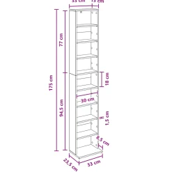 vidaXL CD Kast Oud hout 33 x 23,5 x 175 cm Bewerkt hout