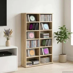 vidaXL CD Kast Sonoma Eiken 60 x 17 x 92 cm Bewerkt hout