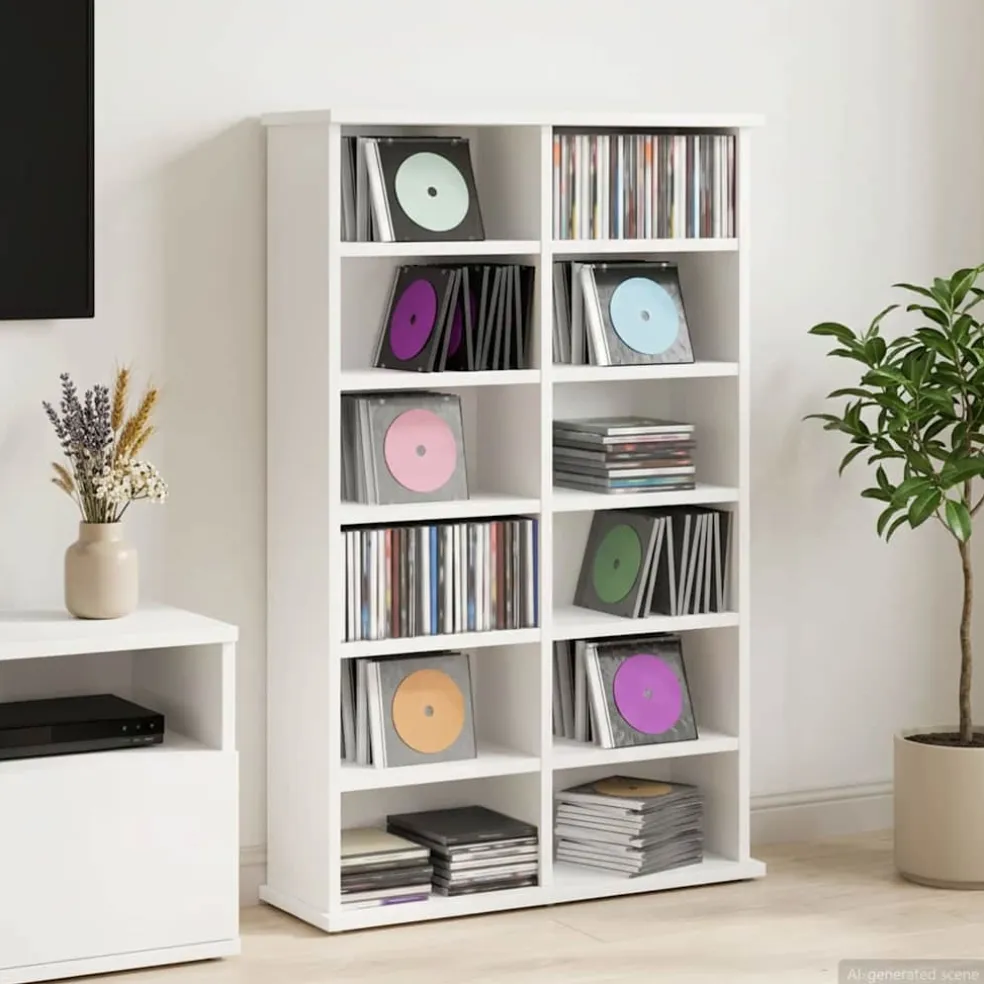 vidaXL CD Kast Wit 60 x 17 x 92 cm Bewerkt hout