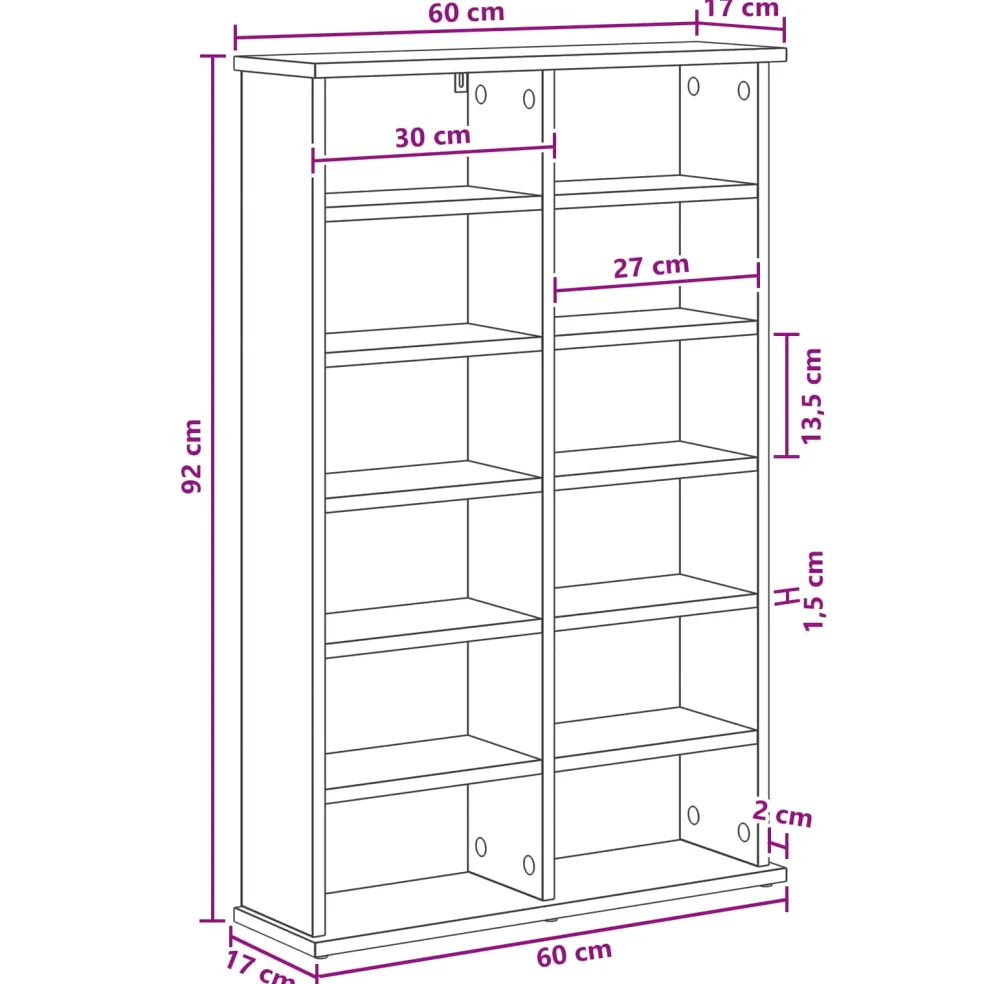 vidaXL CD Kast Wit 60 x 17 x 92 cm Bewerkt hout