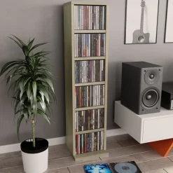 vidaXL Cd-kast 21x20x88 cm bewerkt hout sonoma eikenkleurig