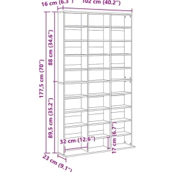 vidaXL Cd-kast 102x23x177,5 cm bewerkt hout sonoma eikenkleurig