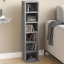vidaXL Cd-kast 21x20x88 cm bewerkt hout grijs sonoma eikenkleurig