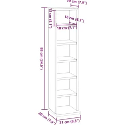 vidaXL CD-kast 21x20x88 cm spaanplaat zwart eikenkleurig