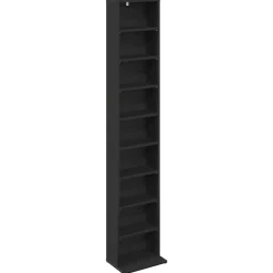 vidaXL CD Kast Zwart eiken 33 x 23,5 x 175 cm Bewerkt hout