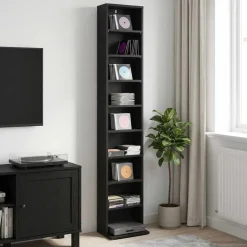 vidaXL CD Kast Zwart eiken 33 x 23,5 x 175 cm Bewerkt hout